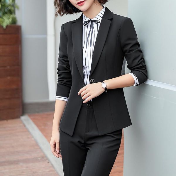 

formal suits women blazer set office lady slim business work uniforms jackets pants female trousers plus size s-5xl women's two piece, White