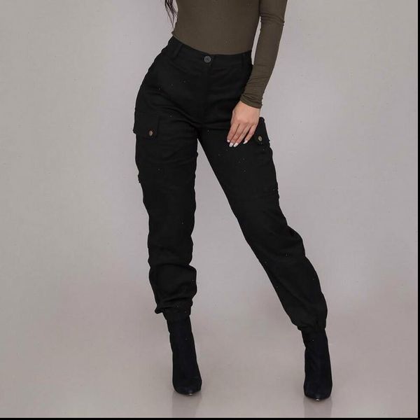 

cargo high waist casual women pant trousers fashion joggers, Black;white