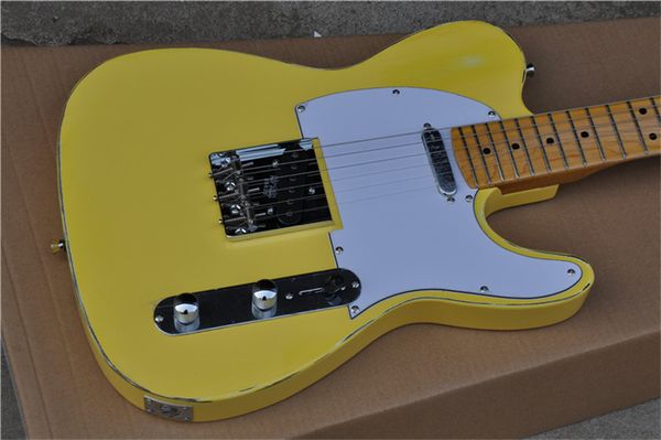 

ash wood relic yellow color electric guitar
