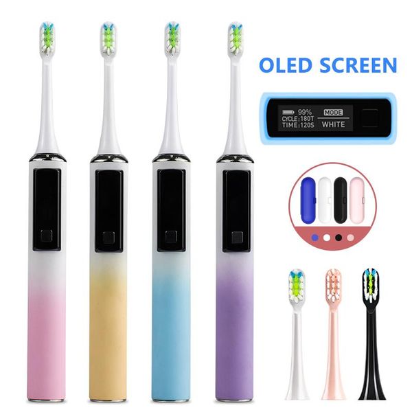 

smart electric toothbrush z30 sonic oled screen ipx7 waterproof rechargeable 5 modes ultrasonic automatic tooth brushes set