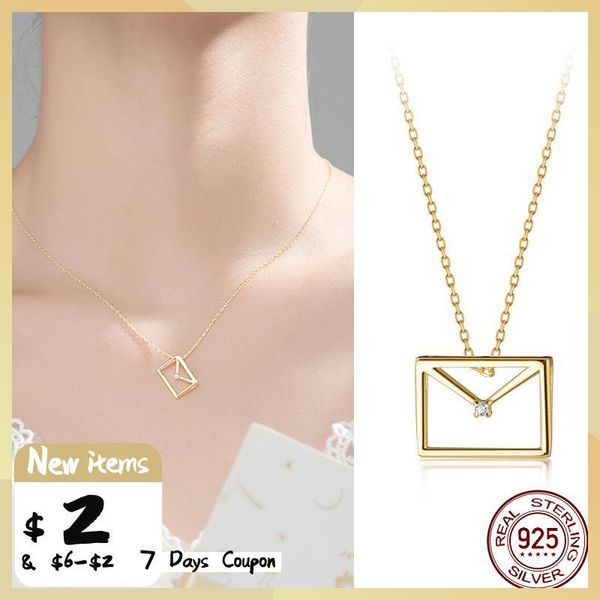 

chains la monada 41+4cm silver necklace for women fine 925 jewelry fashion envelope neck pendants woman thin