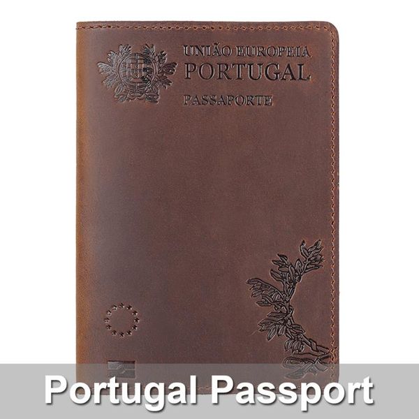 

card holders 100% genuine leather portugal passport cover for portuguese holder case travel wallet, Brown;gray