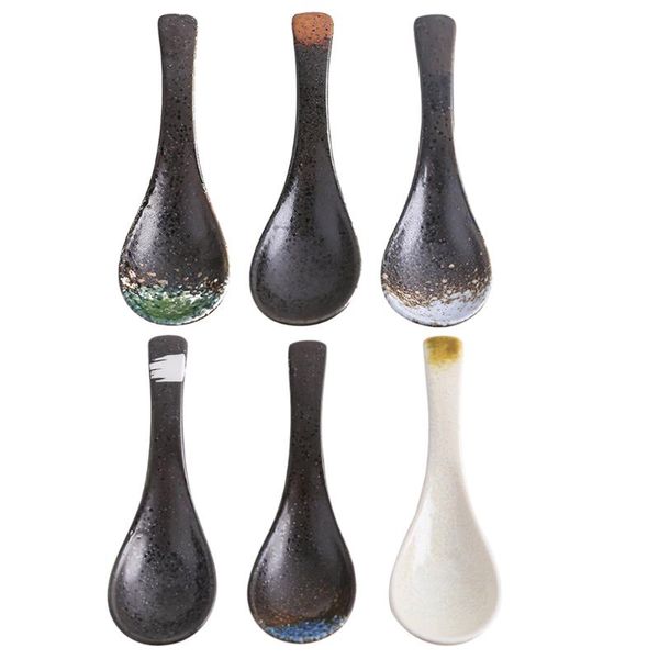 

spoons 6pcs ceramic soup japanese style cooking scoops kitchen tools