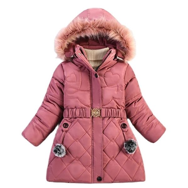 Kış Çocuk Mont Çocuk Erkek Ceketler Moda Kalın Uzun Kızlar Kapüşonlu Ceket Snowsuit 3-8Y Teen Palto Parkas 211204