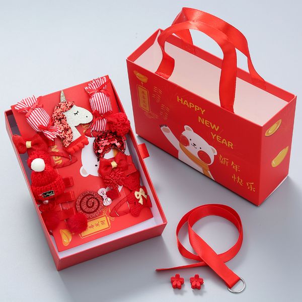

new baby hair accessories korean version of the princess headnroof female childcare card 18 sets children hair clip ring gift box, Slivery;white