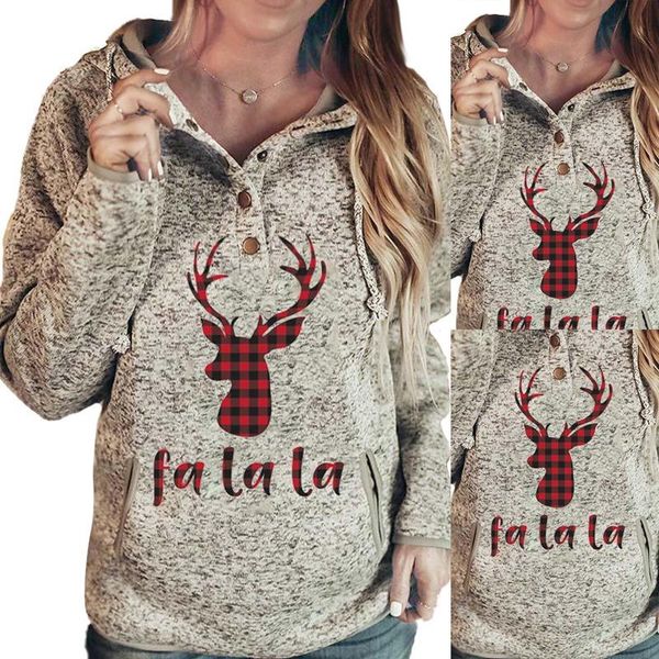 

women's hoodies & sweatshirts jacket christmas letter printing hooded sweater apricot, Black