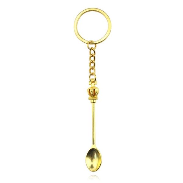 

keychains zinc alloy classical crown shape pendant spoon keychain bag key ring small gift durable jewelry, Silver