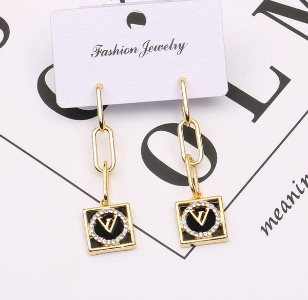 

charm womens luxury 925 silver dangle stud earrings brand designer letter geometric hollow out crystal rhinestone earring party jewerlry acc