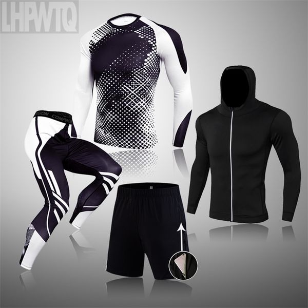 

men's clothing thermal underwear fitness training compression tights running shirts sweatshirt man leggings rashgard male 210910, Black;white