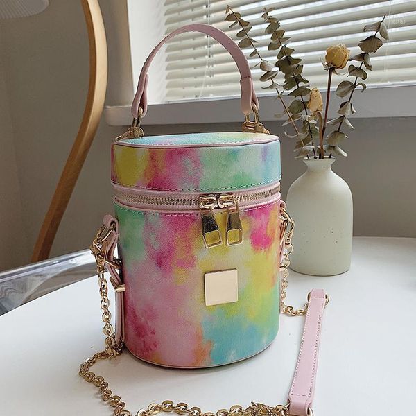 

evening bags summer gradient hit color personality cylinder bag 2021 fashion chain female designer all-match portable messenger1