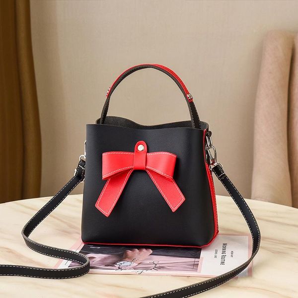 

evening bags 2021 bowknot bucket bag women pu leather crossbody shoulder fashion large capaicty handbags lady armpit purse feminina