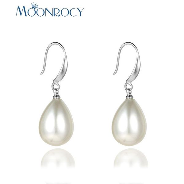 

dangle & chandelier moonrocy silver color simulated pearl earring hook waterdrop for women girls party jewelry wholesale drop gift