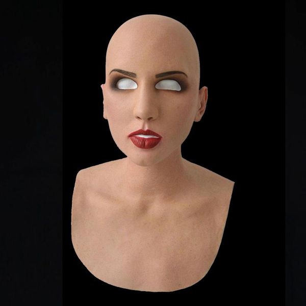 Máscaras de festa máscara de cosplay Halloween Face assustador Adeços de látex de carnaval engraçado masque mulher careca realista