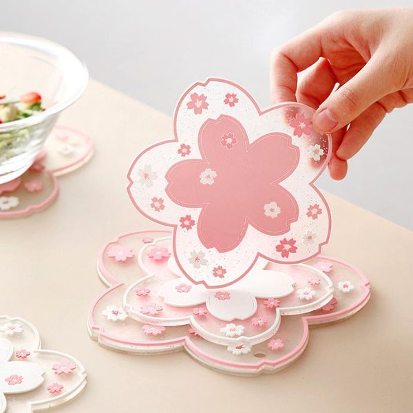 

mats & pads 1pc japan style cherry blossom heat insulation table mat family office anti-skid tea milk mug coffee cup pot/bowl pad