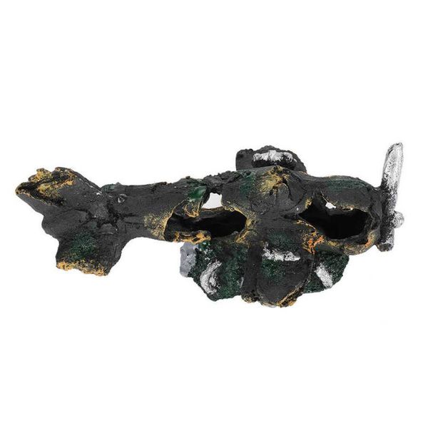 

decorations aquarium decoration, resin antique airplane ornament not rot safe non-toxic durable cave landscape reptile shelter