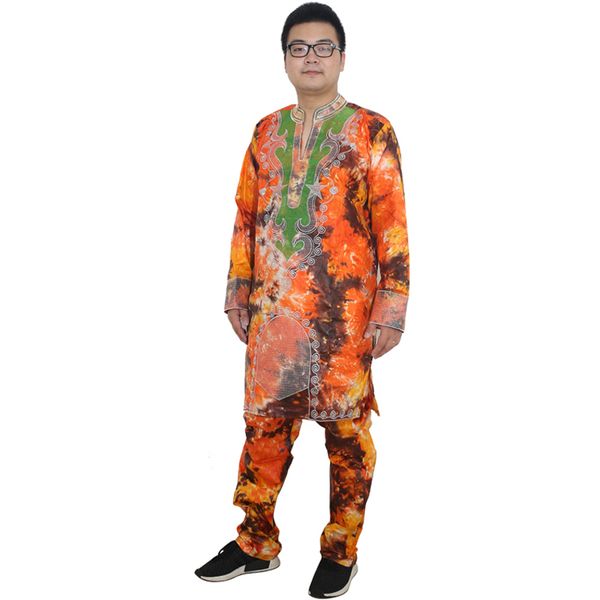 

2021african men clothes bazin riche african dresses for men africa mens clothing shirts pant set men african dashiki suit, Red