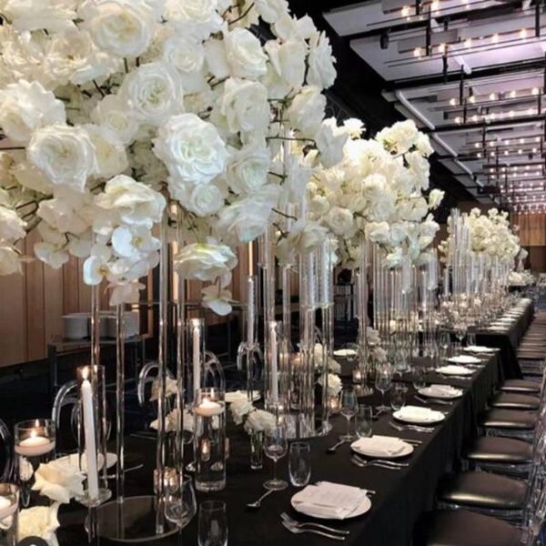 

vases 14pcs)70cm tall)no flowers including)decorative wedding event crystal floral stand for table centerpiece ab0550