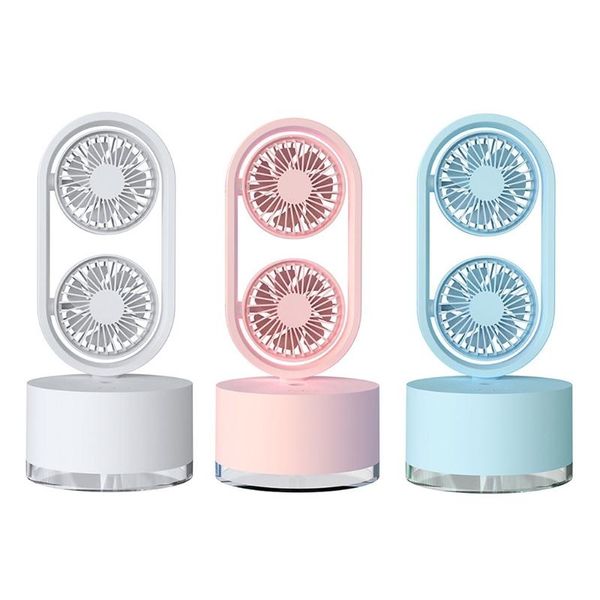 

humidifying spray double head humidifier air cooling fans rotatable wide angle adjust portable usb desk cooler electric