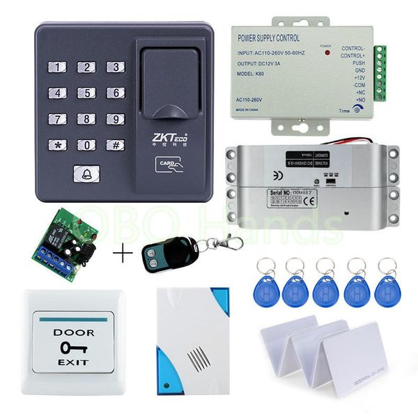 

reader fingerprint access control system electronic with drop bolt lock +remote control+power supply+exit button+door bell
