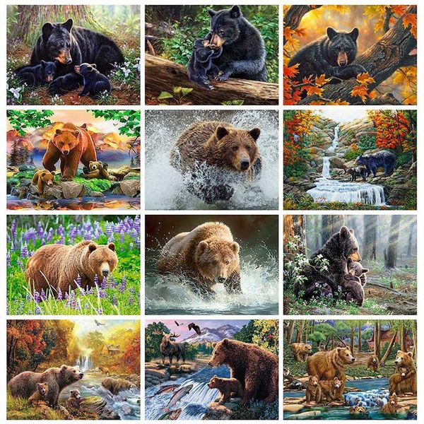 

diamond painting 5d cross stitch animal full square embroidery bear sale mosaic home decoration
