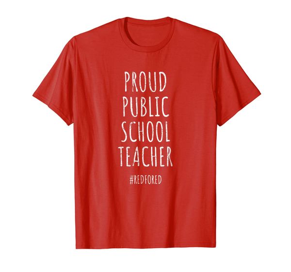 

vintage proud public school teacher red for ed t-shirt, White;black