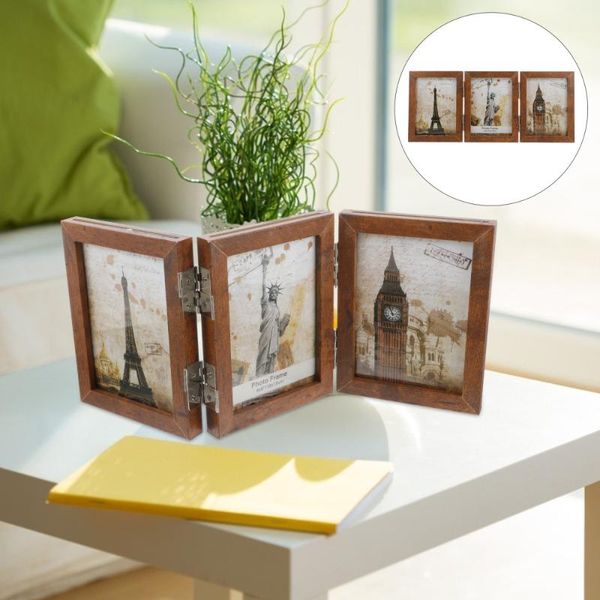 

frames 1pc simple three hinged po frame wooden picture for gift