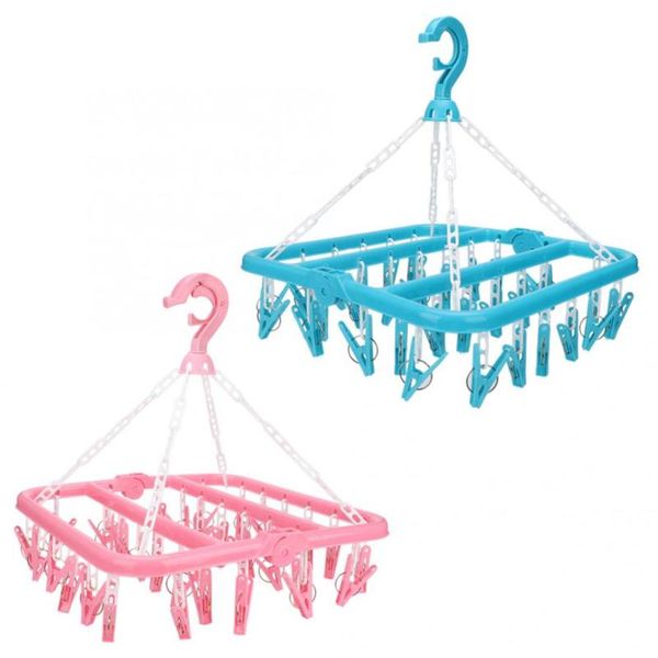 

clips folding plastic clothes hanger home practical outdoor socks underwear drying rack hangers & racks