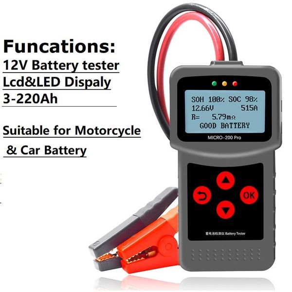

multimeters micro-200 pro car battery tester 12v 24v multi-language digital agm efb gel automotive load system analyzer for moto