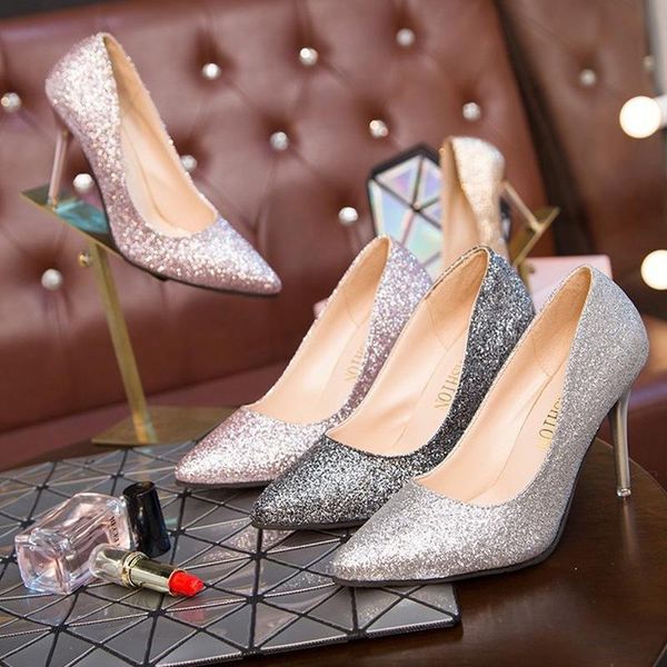 

dress shoes pointed high women summer style rhinestone baotou sandals fashion thick luxury heels hoof ladies shoe crystal sequins mid, Black
