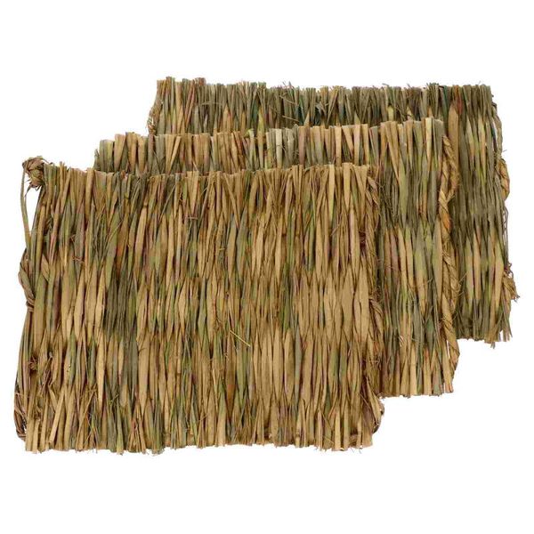 

small animal supplies 3pcs grass mat bedding hay chew for guinea hamster squirrel