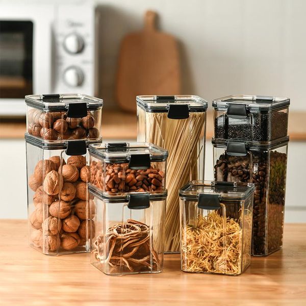 

storage bottles & jars 4pcs/set multigrain jar stackable kitchen sealed acrylic box transparent containers