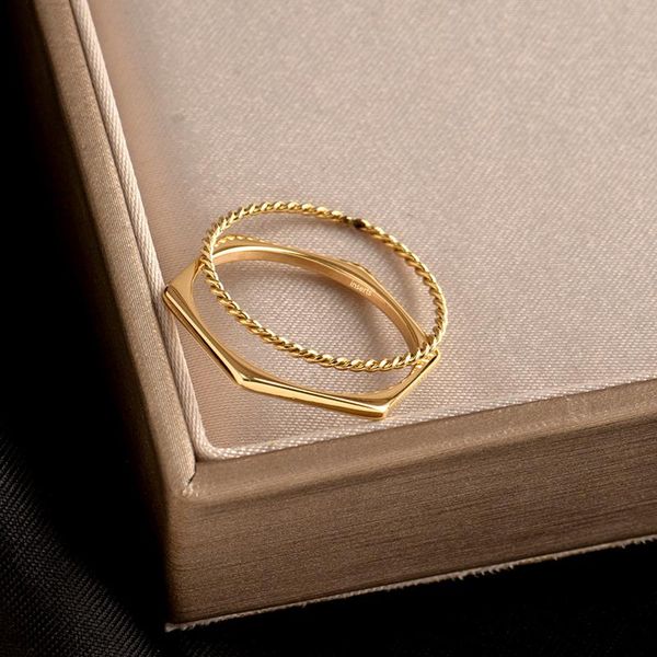 

wedding rings stainless steel japan and korea plain circle simple joker ring temperament multi-layer cold wind tail, Slivery;golden