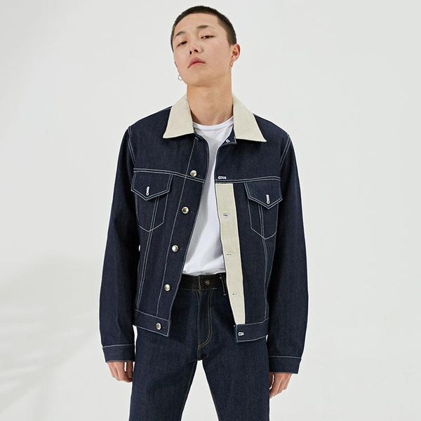 

men's jackets spring 2021 denim jacket stylish spliced coat man. m-2xl, Black;brown