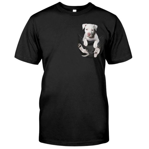 

men's t-shirts cloocl fashion cotton t-shirt pitbull pocket printed tshirts casual harajuku short sleeve funny black tees, White;black