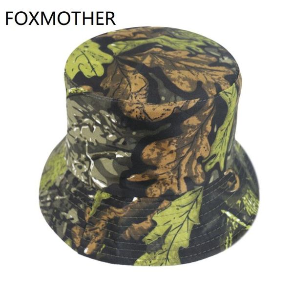 

cloches foxmother outdoor army green orange leaves camouflage bucket fisherman hats fishing cap men