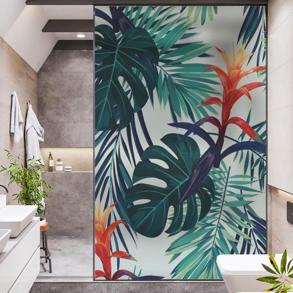 

window stickers louyun banana leaf glass film polyethylene opaque privacy protection sticker home decoration