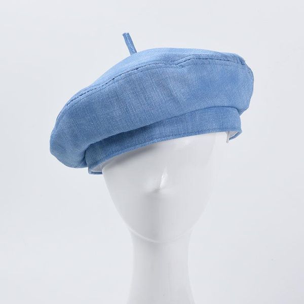 

berets 2021 spring and autumn women hats caps designer denim beret female korean fashion tweeted painter kawaii, Blue;gray