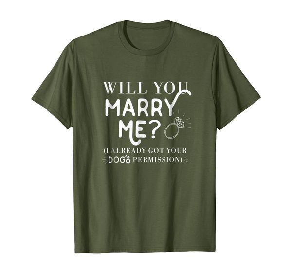 

funny proposal t-shirt for men will you marry me dog lover, White;black