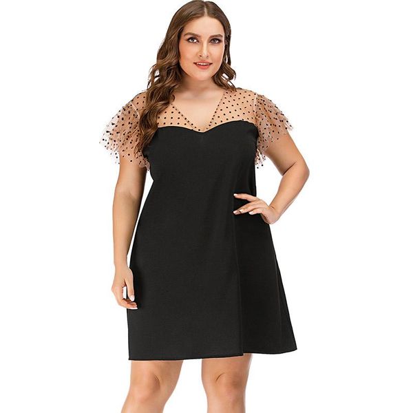 

plus size dresses 2021 summer womens hollow short sleeve dress long for women 4xl 5xl 6xl, Black