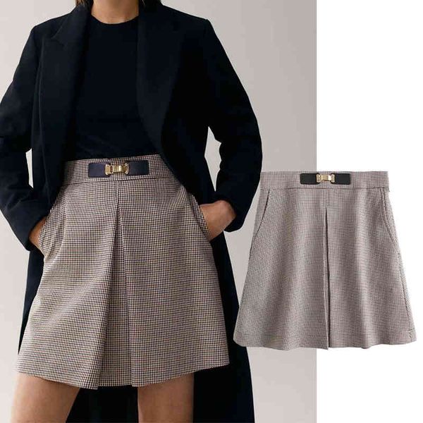 

casual dresses za autumn winter fashion houndstooth women high waist skirt half length solid color skirt elegant lady spot umhf, Black;gray