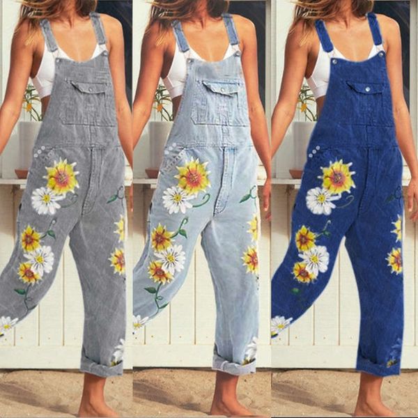 

women's jeans selling printed suspenders and trousers set 6ygg, Blue