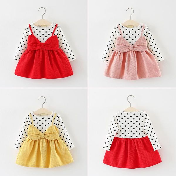 

girl's dresses baby girl dress long sleeve cotton birthday princess party christmas clothes, Red;yellow