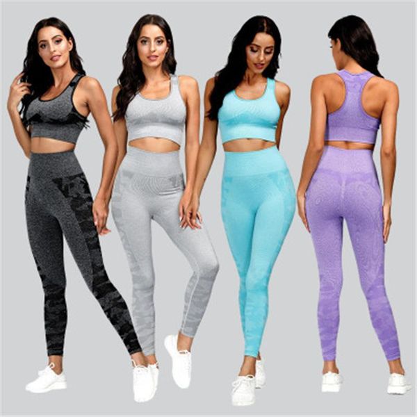 

womens seamless leopard yoga tracksuits fashion trend gym sports vest leggings sportswears designer female fitness skinny running 2pcs sets, Gray