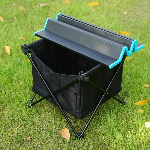 

portable foldable table camping outdoor furniture storage hanging basket bag waterproof picnic barbecue pocket organizer camp