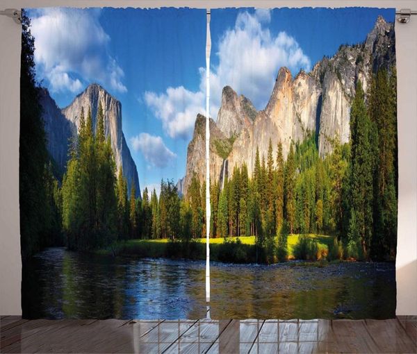 

curtain & drapes azure blue multicolor outdoor curtains panoramic image merced river at yosemite valley national park living room window