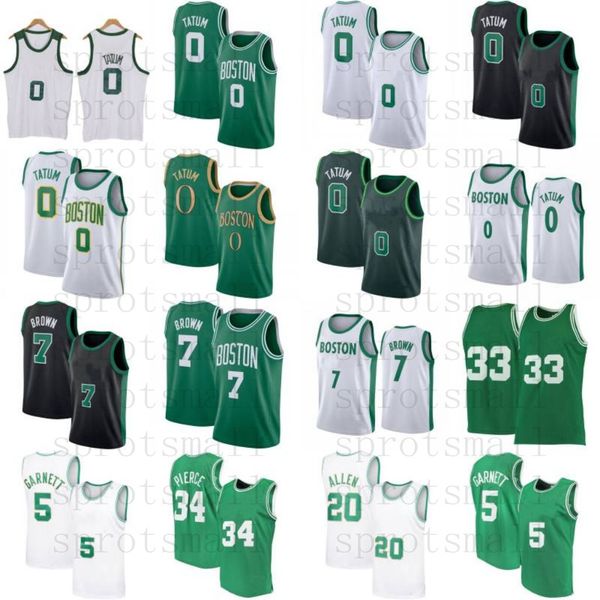 

jayson 0 tatum jaylen 7 brown basketball jersey retro rondo kevin 5 garnett paul 34 pierce 20 allen shirt, Black;red