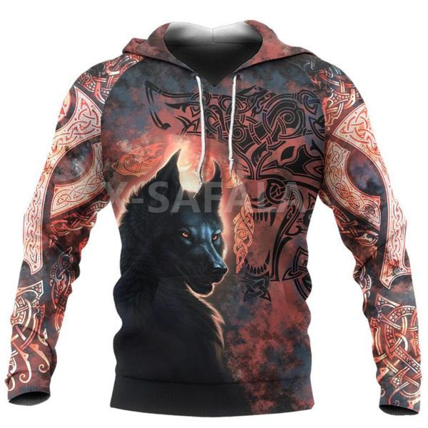 

men's hoodies & sweatshirts viking fenrir wolf tattoo 3d all over print xs-7xl hoodie man women harajuku outwear zipper pullover sweats, Black
