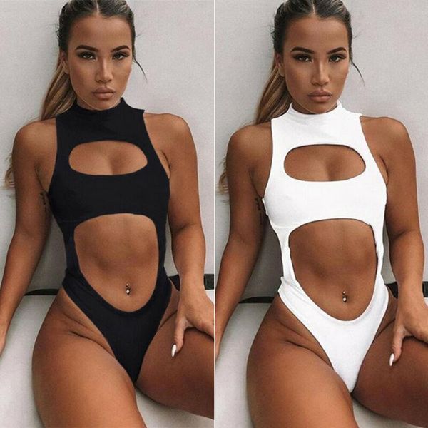 

one-piece suits solid one piece women swimsuit bandage bikini hollow out swimwear bathing suit swimming