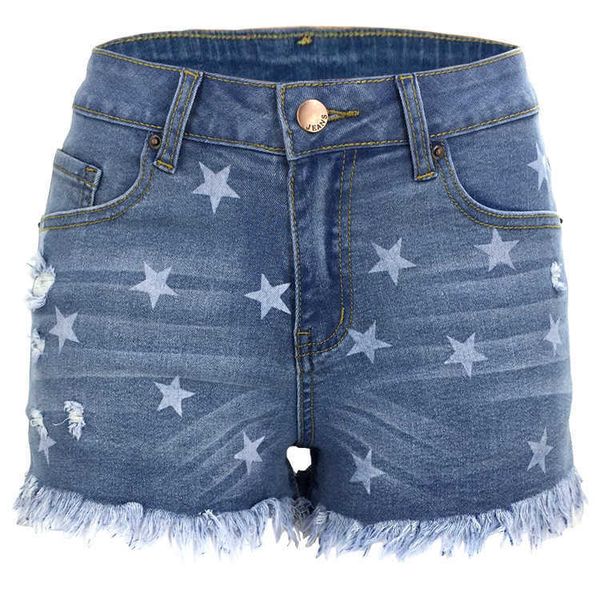 

jeans 2021 spring hole tassel denim shorts women's, Blue