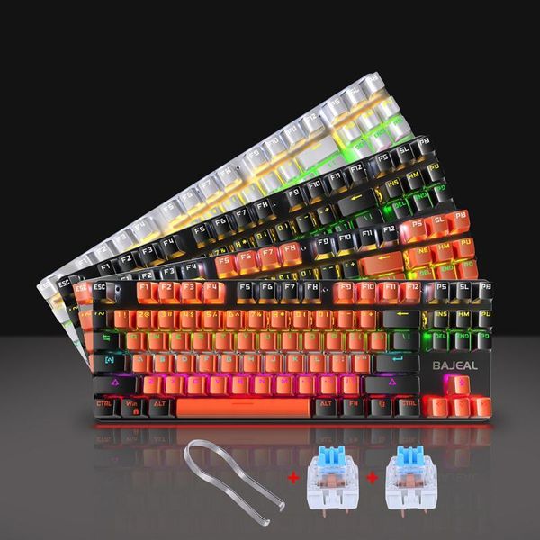 

keyboards gaming mechanical keyboard game anti-ghosting blue switch 87key teclado mecanico for lappc computer accessories
